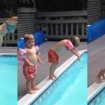 模仿媽媽跳水 男童「瞬間當機」僵硬姿勢笑翻百萬網友