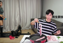 姐姐減肥淘氣弟弟大嗑五花肉 網友爆笑:太殘忍了!