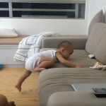 寶寶爬沙發失敗「翻臉對空氣開罵」超爆笑 !爸爸全程不幫忙「最後畫面」網讚:人生的路自己走