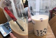 喝一半感覺怪怪 珍奶裡面竟有整支螺絲起子