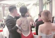 「背殺新娘」一夜爆紅,禮服開叉開到臀「美背一覽無遺」…轉頭令人驚豔:新郎好幸福