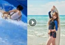 美女沖浪遇到最尷尬的狀況 媽啊!沖浪沖掉褲了!