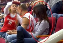 這對情侶被親親鏡頭選上,女友卻毫不給面子「倒飲料回應」隔壁的妹子看不下去大方獻吻!