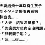 夫妻結婚10年卻沒小孩,去醫院檢查得知「2人都沒問題」但…老公臉卻綠了