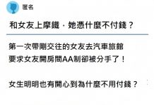 帶女友上摩鐵!要求「AA制付房錢」秒被分手 他怒:她憑什麼不付?