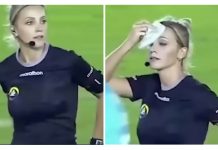 巴西女裁判超可愛,以為伸手向褲帶掏黃牌…球員視線集中後竟忍不住邊跑邊偷笑XD