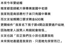 想娶老婆得先將「5棟房子過戶給女方」,更被要求聘金600萬…他傻眼:我不結了!