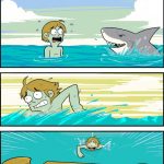 游泳遇到鯊魚逃得了嗎 XD
